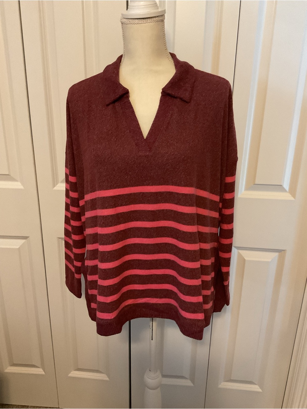 Maurices Collared Fairview Striped Top Size Medium NWT